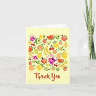 Agradecimiento Patrón de Doodle de Frutos Variados Tarjeta de not
