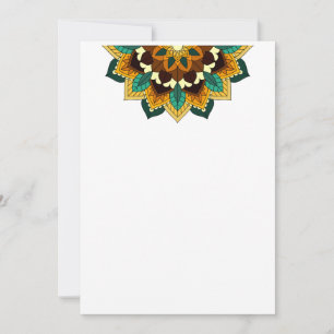 Agradecimiento Patrón de Mandala 02 en amarillo y tarjeta de agra
