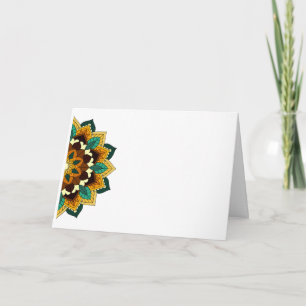 Agradecimiento Patrón de Mandala 02 en amarillo y tarjeta de agra