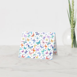 Agradecimiento Patrón de mariposa en blanco - Tarjeta de agradeci