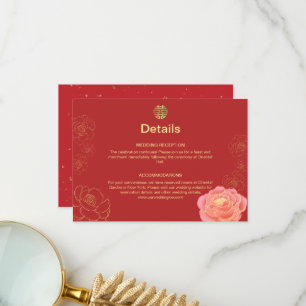 Agradecimiento Peony Gold Boda chino detalles tarjeta de inscripc