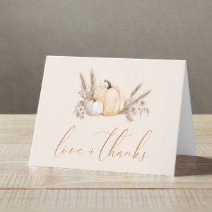 Agradecimiento Pequeña Calabaza Otoño Gracias Tarjeta de Agradeci