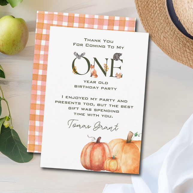 Agradecimiento Pequeña Calabaza Primer Cumpleaños Tarjeta de agra (Little Pumpkin First Birthday Thank You Card
)