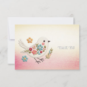 Agradecimiento Pequeña Floral de pájaro blanco - Tarjeta de agrad