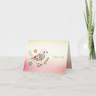 Agradecimiento Pequeña Floral de pájaro blanco - Tarjeta de agrad