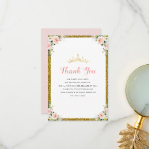 Agradecimiento pequeña princesa ducha bebé tarjeta de agradecimie