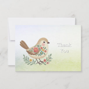 Agradecimiento Pequeña tarjeta de oro floral de aves
