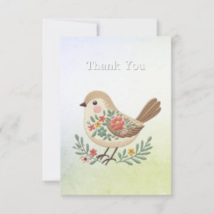 Agradecimiento Pequeña tarjeta de oro floral de aves