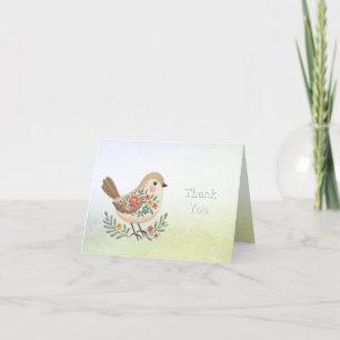 Agradecimiento Pequeña tarjeta de oro floral de aves