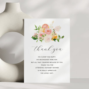 Agradecimiento pequeño cítrico lindo bebé ducha tarjeta de agrade