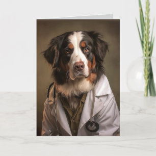 Agradecimiento Perro gracioso con tarjeta plegada de abrigo blanc