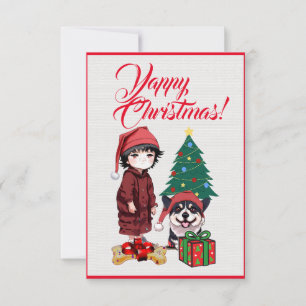 Agradecimiento Personalizado Corgi perro con tarjeta de Navidad C