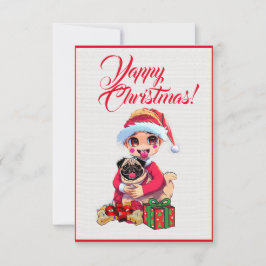 Agradecimiento Personalizado Cute Pug Dog Con Tarjeta De Navidad 