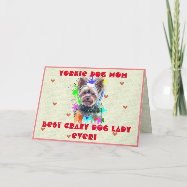 Agradecimiento Personalizado Yorkie Mom Dog Mejor Loco Tarjeta de (Anverso)