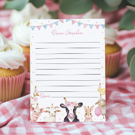 Agradecimiento Pink Farmyard Time Capsule Note Tarjeta de mensaje