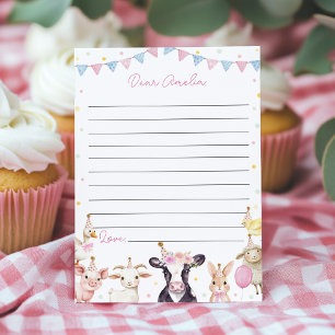 Agradecimiento Pink Farmyard Time Capsule Note Tarjeta de mensaje