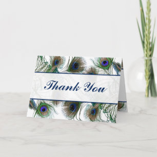 Agradecimiento Plegadas Gracias Tarjeta Pies De Pavo Real Azul/Ve
