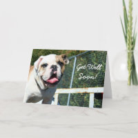 Ponte bien pronto la tarjeta de saludo de bulldog