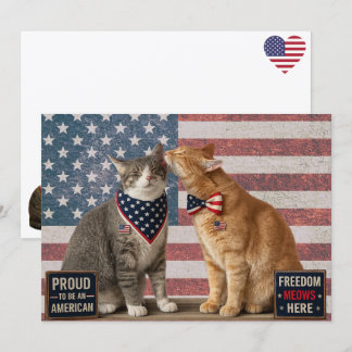Agradecimiento Postcrossing - Tarjeta plana de gatos patriotas de