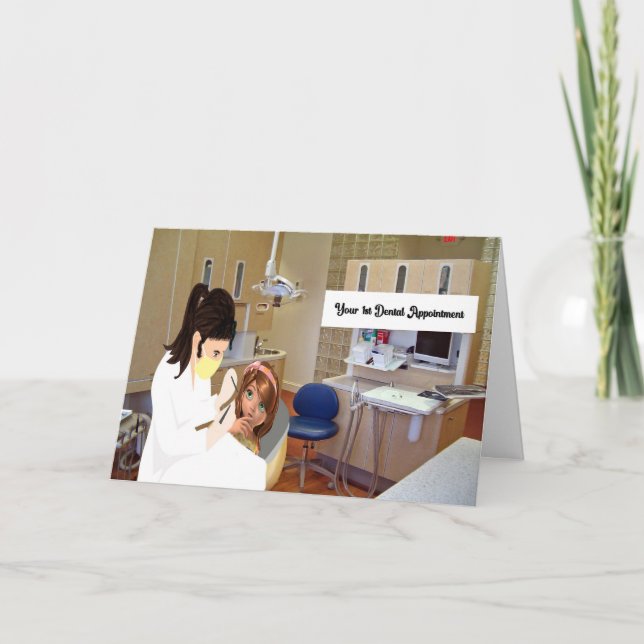 Agradecimiento Primera visita a la tarjeta de Chica joven dentist (Anverso)