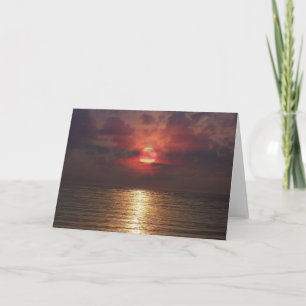 Agradecimiento Puesta del sol sobre la tarjeta de felicitación