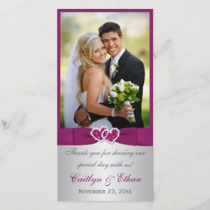 Agradecimiento Púrpura de RIBBON IMPRESO, tarjeta de foto Boda pl