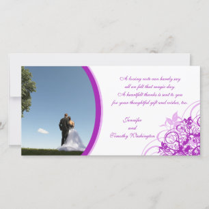 Agradecimiento Púrpura elegante boda de remolinos gracias tarjeta