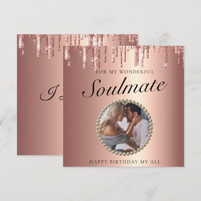 Agradecimiento Purpurina de moda Dris Foto Novia Tarjeta de Cumpl (Anverso / Reverso)