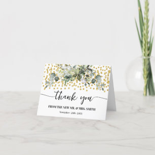 Agradecimiento Purpurina de Oro Eucalyptus Tarjeta plegada