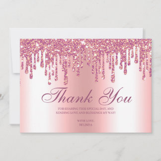 Agradecimiento Purpurina Drip Pies de Bebé Rosa Tarjeta de agrade