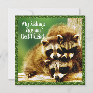 Agradecimiento Raccoon Babies - Los hermanos mejor tarjeta de ami