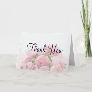 Agradecimiento Ramo de Rosas Rosadas Preciosas Tarjeta de Agradec
