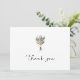 Agradecimiento Ramo Floral Nupcial con Lazo Rosa Tarjeta de Agrad