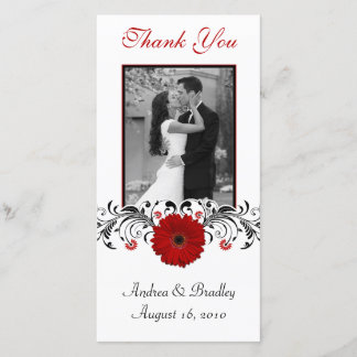 Agradecimiento Red Gerbera Daisy Floral Gracias Tarjeta De Foto
