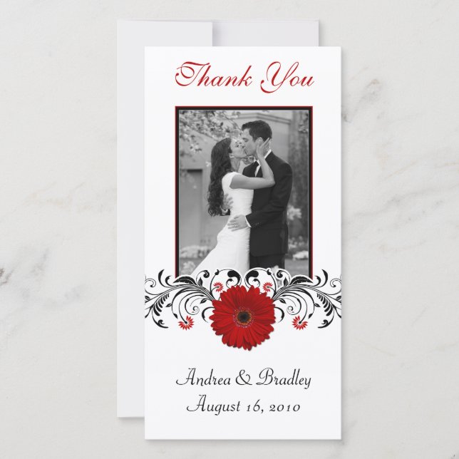 Agradecimiento Red Gerbera Daisy Floral Gracias Tarjeta De Foto (Anverso)