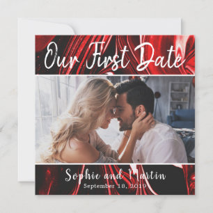Agradecimiento Red Marble Nuestra Primera Tarjeta De Pareja Fotog