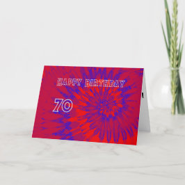 Agradecimiento Red y Blue Tie Dye 70ª tarjeta de cumpleaños feliz