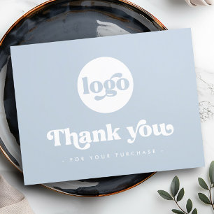 Agradecimiento Retro boho add logo polvoriento azul tarjeta de ag