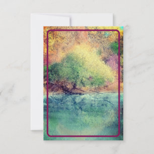 Agradecimiento Río de otoño con borde granate - Tarjeta en blanco