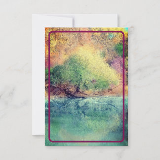 Agradecimiento Río de otoño con borde granate - Tarjeta en blanco