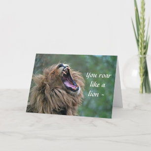 AGRADECIMIENTO ROAR COMO UN LEÓN, PERO - TARJETA DE CUMPLEAÑOS