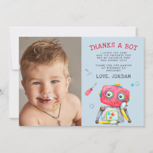 Agradecimiento Robot Adorable Tarjeta de Foto Plana de Agradeci
