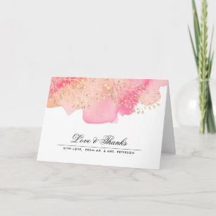 Agradecimiento Rosa   Peach Brands Boda Gracias tarjeta de fotos