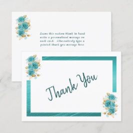 Agradecimiento Rosa verde azulado y turquesa elegante tarjeta de 