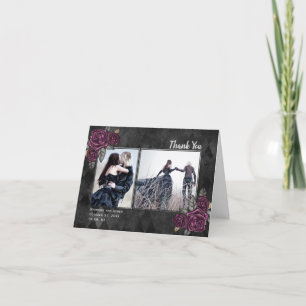 Agradecimiento Rosas góticos 2 foto Boda negro - Tarjeta de agrad