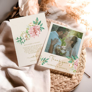Agradecimiento Rubor Hydrangea Boda Gracias tarjeta de fotos