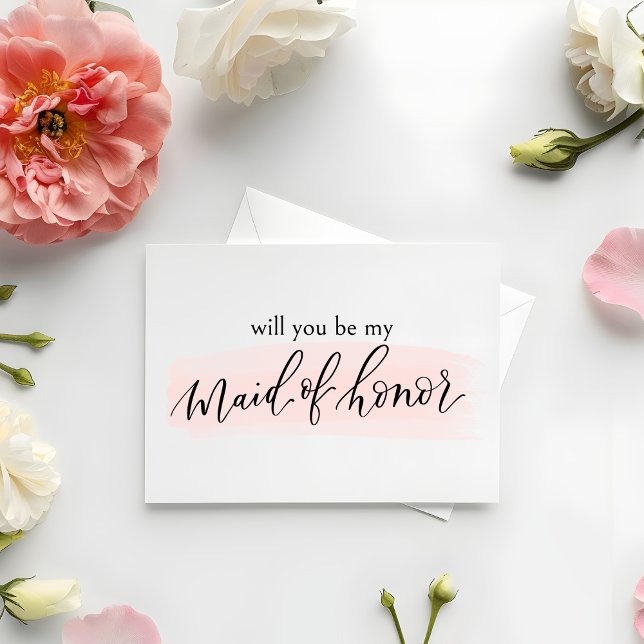 Agradecimiento Rubor será mi tarjeta de propuesta de donante de h (Maid of Honor Proposal Card | Watercolor & Calligraphy design | Sweet & Chic Way to Pop the Question)