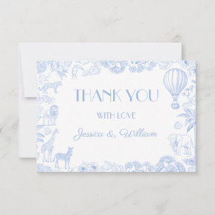 Agradecimiento Safari Toile De Jouy Baby Shower Gracias Tarjeta