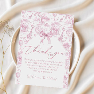 Agradecimiento Safari Toile De Jouy Baby Shower Gracias Tarjeta