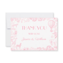 Safari Toile De Jouy Baby Shower Gracias Tarjeta